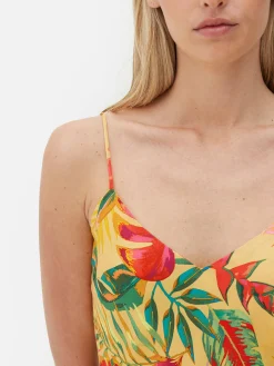 Femme Primark Combinaisons Et Caracos|Nuisette En Satin à Imprimé Tropical