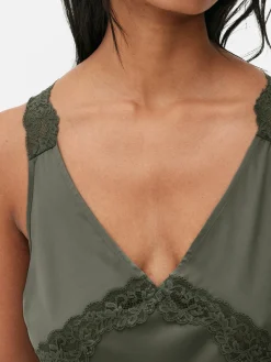Femme Primark Combinaisons Et Caracos|Nuisette Mi-longue En Satin à Finitions En Dentelle