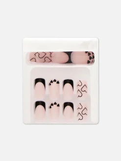 Primark Faux Ongles|PS... Faux Ongles Carrés Brillants Avec Cœurs