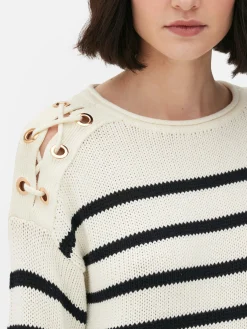 Femme Primark Pulls Et Gilets|Pull à Rayures Et épaules En Treillage