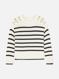 Femme Primark Pulls Et Gilets|Pull à Rayures Et épaules En Treillage