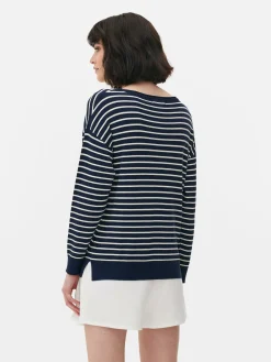 Femme Primark Pulls Et Gilets|Pull Col Bateau à Rayures En Maille Fine