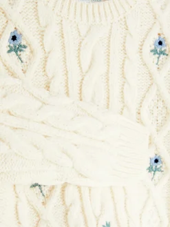 Enfant Primark Pulls Et Gilets|Pull En Maille Torsadée à Fleurs Brodées