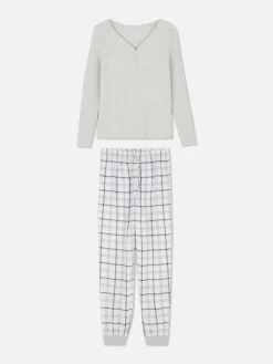 Femme Primark Ensembles Pyjamas|Pyjama à Manches Longues Avec Bas à Carreaux