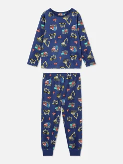 Enfant Primark Pyjamas Et Vêtements De Nuit|Pyjama Long En Velours à Motif Chantier