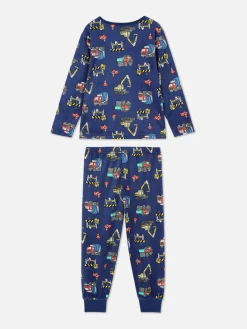 Enfant Primark Pyjamas Et Vêtements De Nuit|Pyjama Long En Velours à Motif Chantier