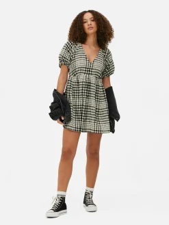 Femme Primark Robes|Robe à Smocks, Manches Bouffantes Et Col En V