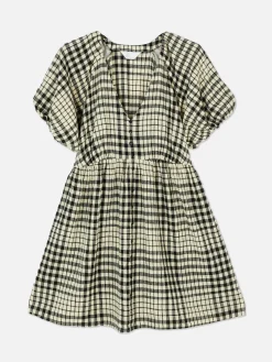 Femme Primark Robes|Robe à Smocks, Manches Bouffantes Et Col En V