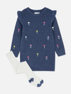 Enfant Primark Robes|Robe En Maille à Fleurs Brodées