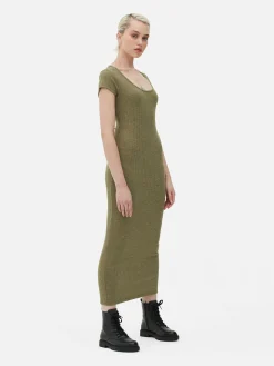 Femme Primark Robes|Robe Mi-longue Côtelée Et Décolletée