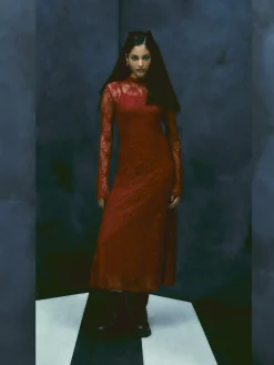 Femme Primark Vêtements Gothiques|Tout Halloween|Robe Mi-longue En Dentelle à Col Montant Beetlejuice X Colleen Atwood