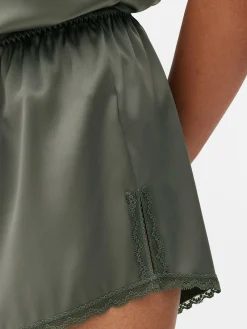 Femme Primark Bas De Pyjama|Short De Pyjama En Satin Avec Finitions En Dentelle