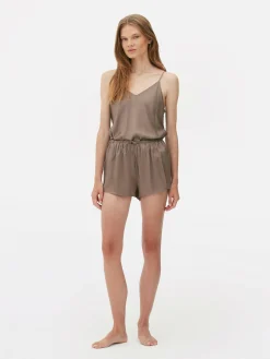 Femme Primark Bas De Pyjama|Short De Pyjama En Satin à Nœud Sur Le Devant