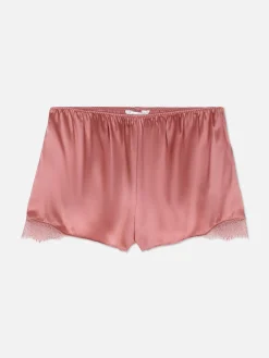 Femme Primark Bas De Pyjama|Short De Pyjama En Soie Mélangée Avec Liseré En Dentelle
