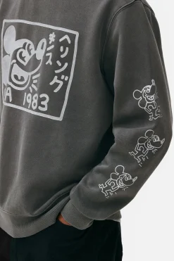 Homme Primark T-Shirts Et Sweat-Shirts À Motifs|Sweats À Capuche Et Sweat-Shirts|Sweat-shirt Délavé à L'acide Disney Mickey Mouse X Keith Haring