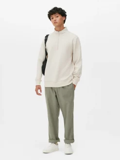 Homme Primark Sweats À Capuche Et Sweat-Shirts|Sweat-shirt Texturé à Col Zippé Et Motif Géométrique