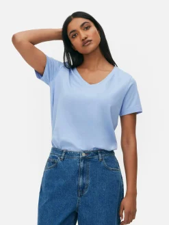 Femme Primark Hauts Et T-Shirts|T-shirt à Col En V Et Manches Courtes