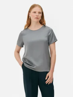 Femme Primark Hauts Et T-Shirts|T-shirt En Satin à Manches Courtes The Edit