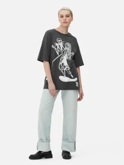Femme Primark The Nightmare Before Christmas|Tout Halloween|T-shirt Oversize Disney L’Étrange Noël De Monsieur Jack De Tim Burton