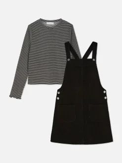 Enfant Primark Ensembles Et Tenues|T-shirt Rayé à Manches Longues Et Robe Chasuble