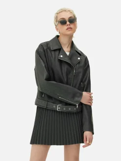 Femme Primark Manteaux Et Vestes|Veste De Motard En Simili Cuir Effet Vieilli