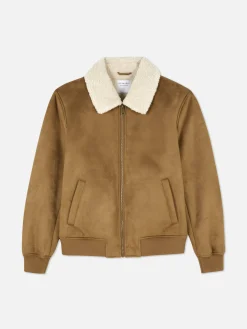 Homme Primark Manteaux Et Vestes|Veste En Suédine à Col Effet Mouton Retourné