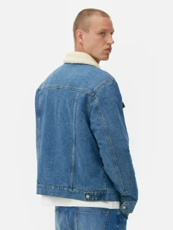 Homme Primark Manteaux Et Vestes|Veste Trucker En Denim à Col Effet Mouton Retourné
